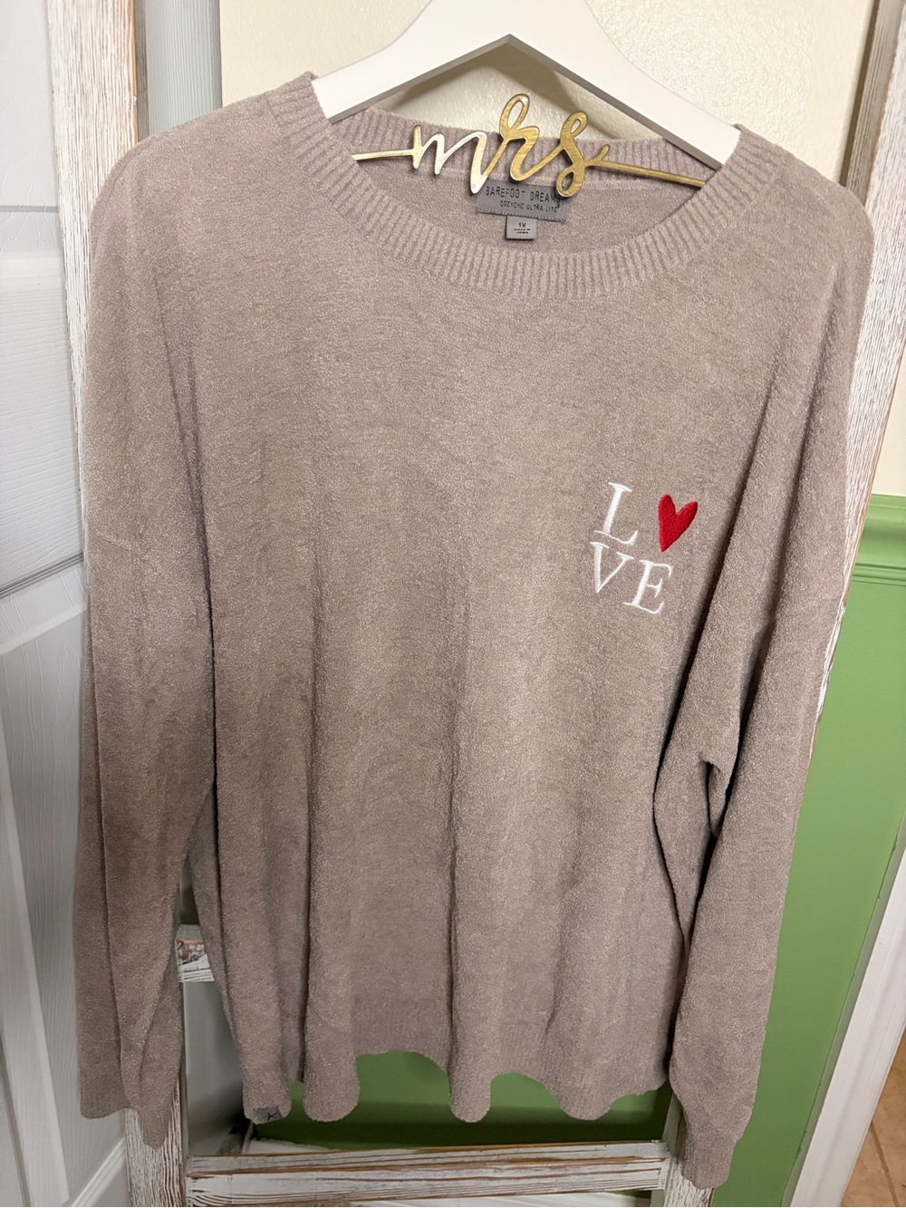 ❤️ Barefoot Dreams CozyChic Ultra Lite Love Sweater 1X